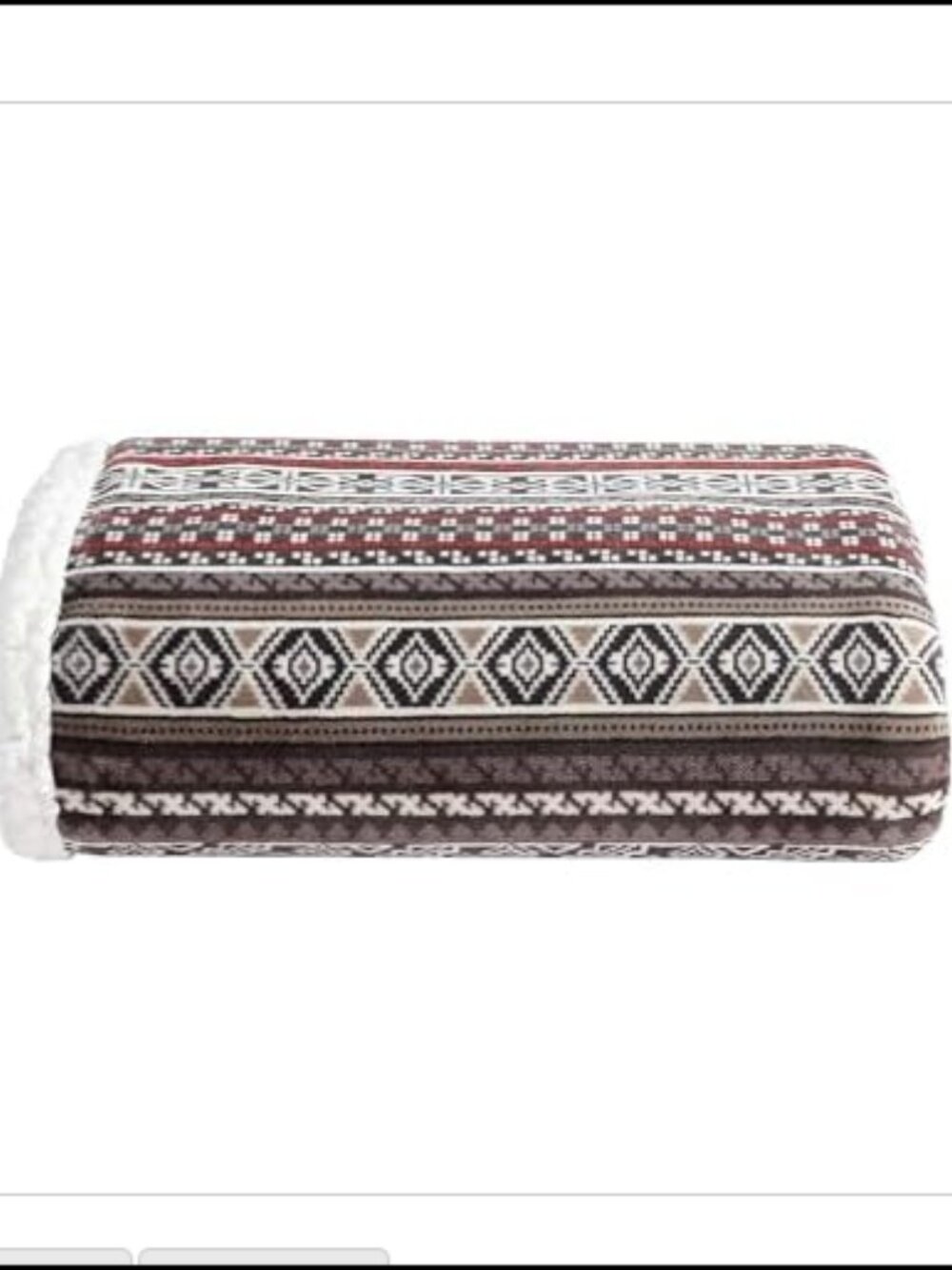 NWT Eddie Bauer Reverse Sherpa Throw Blanket, Sycamore Red, 50" W x 60" L